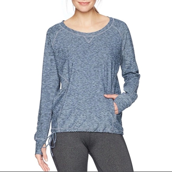 Prana Philipa Blue Space Dye Long Sleeve Top w/ Pockets PouchThumbholes M - Picture 2 of 9